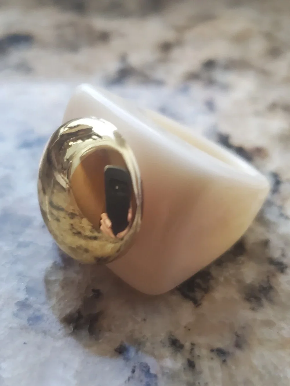 Gold Accent Cream Resin Statement Ring